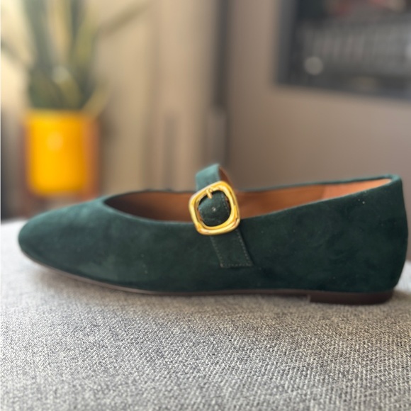 Madewell Green Suede Flats with Gold Accent - Picture 4 of 5